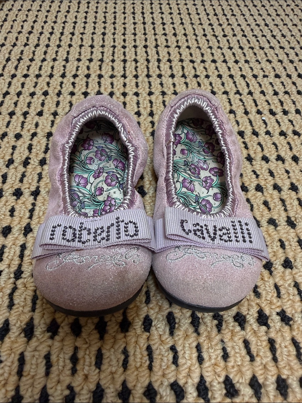 Roberto Cavalli Lilac Glitter Girls' Ballet Flats with Bow